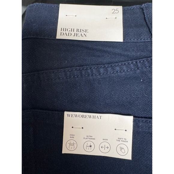 WeWoreWhat Womens High Rise Dad Jeans Size 25 French Navy Blue Raw Hem NWT - Picture 7 of 11